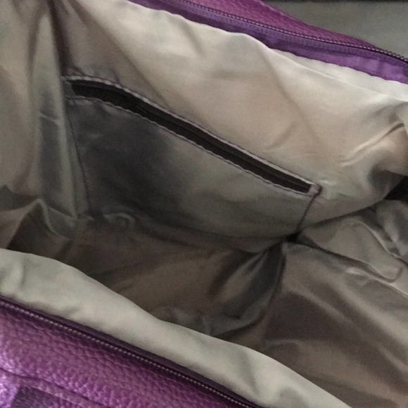 FAUX LEATHER VIBRANT PURPLE EMBELLISHED RUFFLED AND BEADED DESIGN - Picture 3 of 3